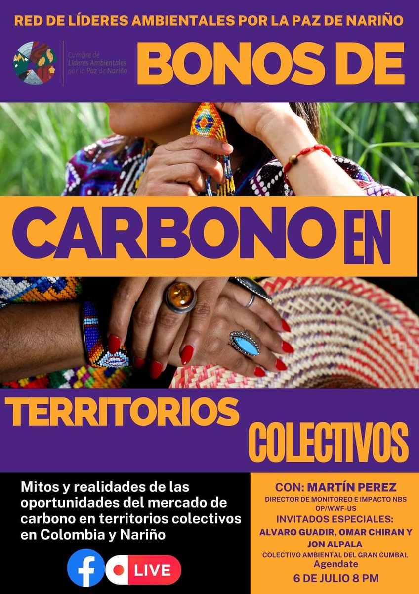 Mañana estaremos con el grandioso <a href="/martinbosque1/">Martin</a>  conversando con el Comité Ambiental del Gran Cumbal sobre bonos de carbono, mitos y realidades de un proceso que requiere acompañamiento técnico y estatal.  

Nos acompañan?.... Clarooo ya sabemos que nos encontramos a las 8 pm.