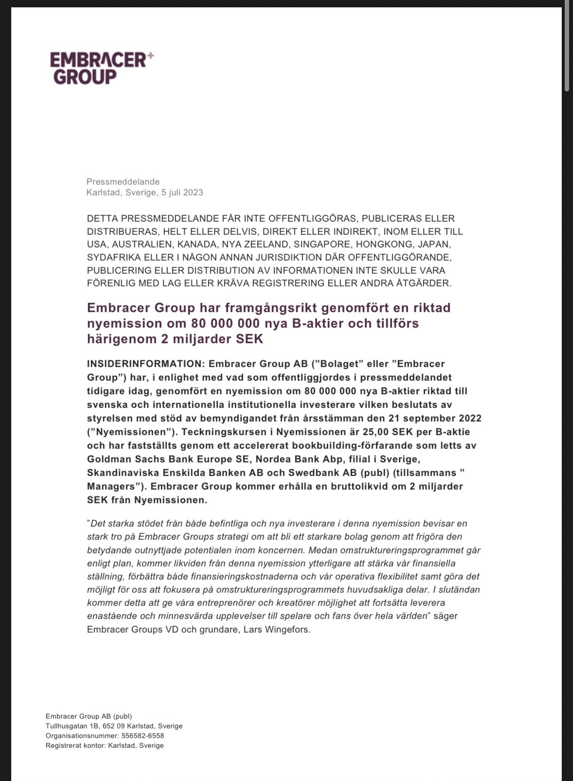 HerrKamrer On Twitter Embracer Har Nu Genomf rt Sin Riktade herrkamrer-on-twitter-embracer-har-nu-genomf-rt-sin-riktade