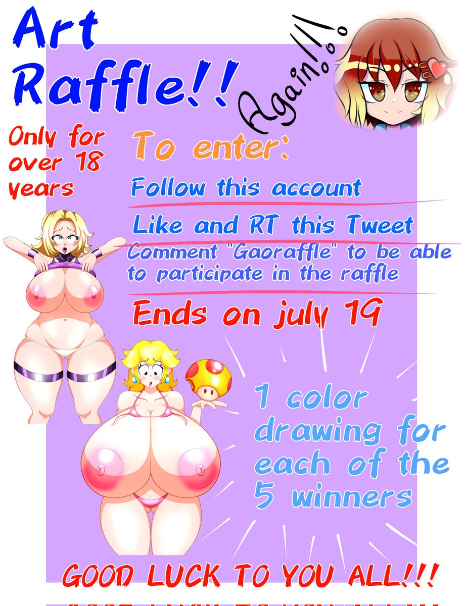 gaonartdxd's tweet photo. NEW ART RAFFLE!!!🎉🎉
Thank you very much for the 900 and 1K followers so this time there will be "5 winners" and again thank you very much!!!💜💜💜 https://t.co/Y52WUDa89J
