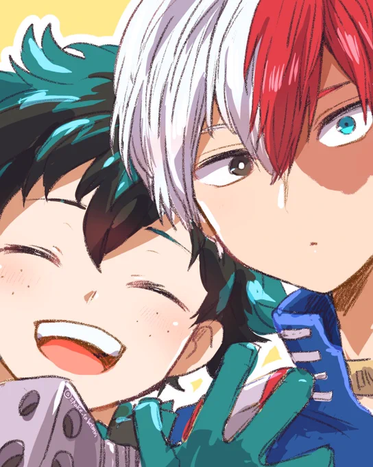 #ひらいて赤ブー  僕〇ヒー〇ーアカ〇ミア轟凍×緑出過去絵再掲です何卒…! 