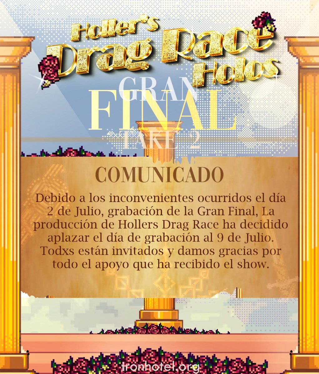 ✨REPROGRAMACIÓN✨

Agradecemos a todos los que nos apoyaron en la última gala. Están todos cordialmente invitados a la reprogramación de la gran final.  

🌤️Heaven awaits you angels🌤️