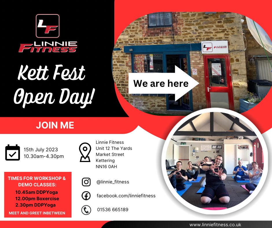 KetteringTC's tweet photo. As well as the performances across town, there is so much else going on for KettFest. Kettering Complementary Therapy Group is running a health and wellbeing hub in the Newlands Centre and Linnie Fitness is running workshops and demo classes in The Yards. @LinnieFitness https://t.co/sPfvo0NfKu