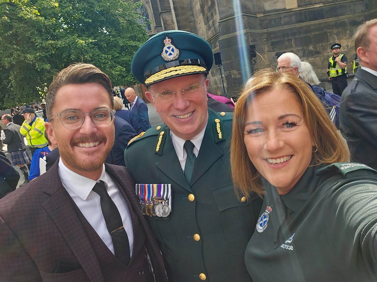 Scotambservice's tweet photo. Andrew Carruthers, Paul Bassett, and Donna Hendry were delighted to attend the King Charles III Service of Thanksgiving in #Edinburgh yesterday. #honoursofscotland #coronation #peoplesprocession https://t.co/h8qOtpa8vL