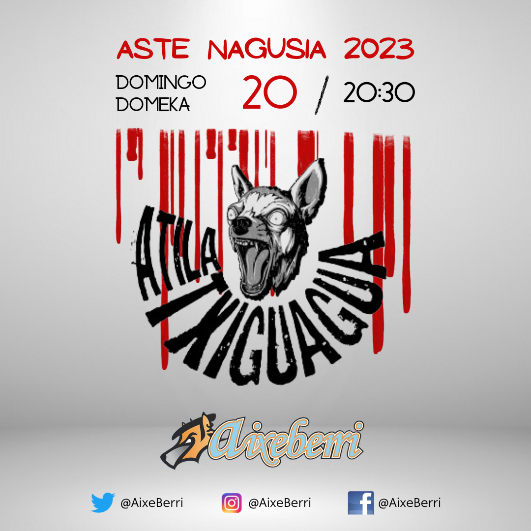 AixeBerri's tweet photo. ASTE NAGUSIA 2023 KONTZERTUAK 🎸🪗🎷🎤

DOMEKA 20  20:30

ATILA TXIGUAGUA BELDURGARRIA

Rocketik abiatuz bestelako estiloak ere uztartzen dituen boskote bilbotarra. Ez dute inor epel utziko, hori argi daukagu!
@atilatxiguagua @soinubig @konpartsak 
#astenagusia2023 #kontzertuak https://t.co/iL5R2jNO50