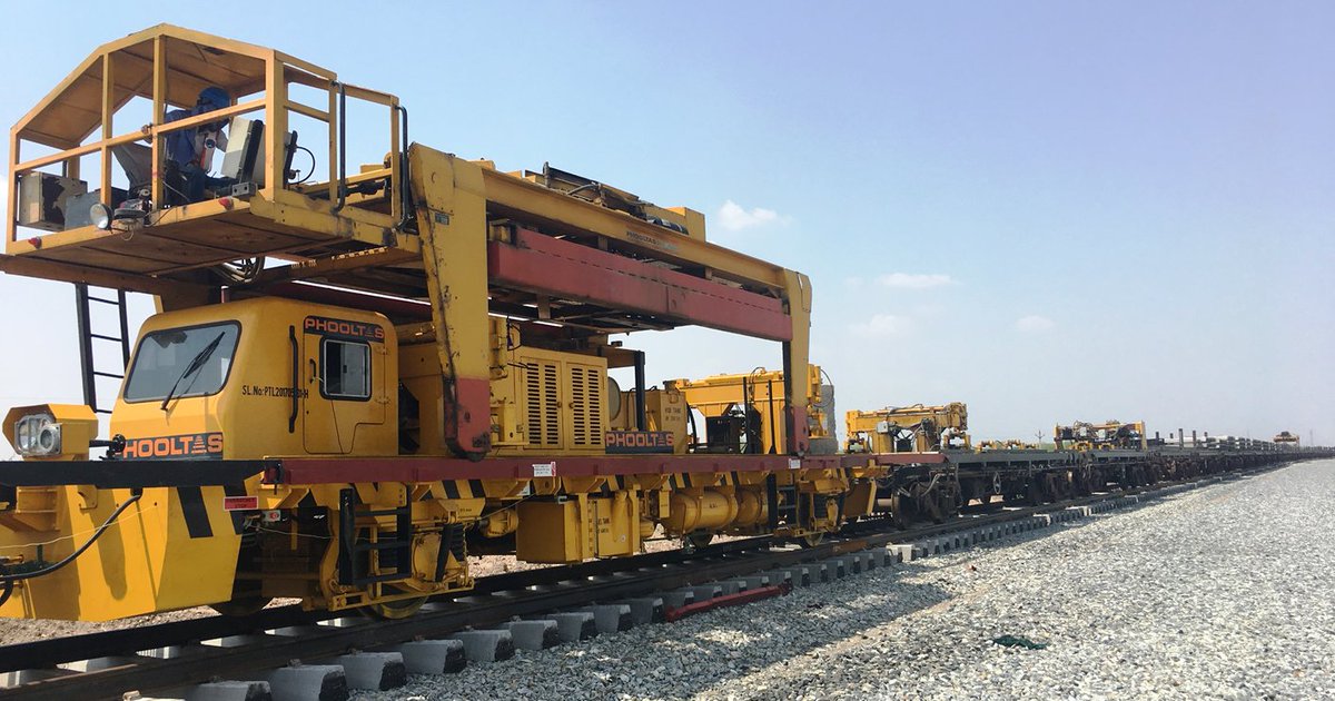 Maharail_Corp's tweet photo. #MRIDC is implementing Gauge Conversion of Itwari - Nagbhid Railway Line project. The Track construction is being done by using efficient, high-performance #NewTrackConstruction (NTC) machine. This machine brings ease & efficiency in track construction on @secrail. #railupdates https://t.co/S2yboeEtCf