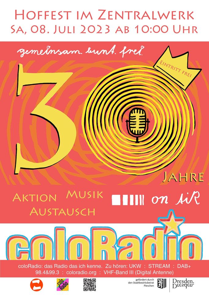 08.07. 🎉 30 Jahre @coloRadioDD @ Zentralwerk, #Dresden VA: facebook.com/events/9734128…