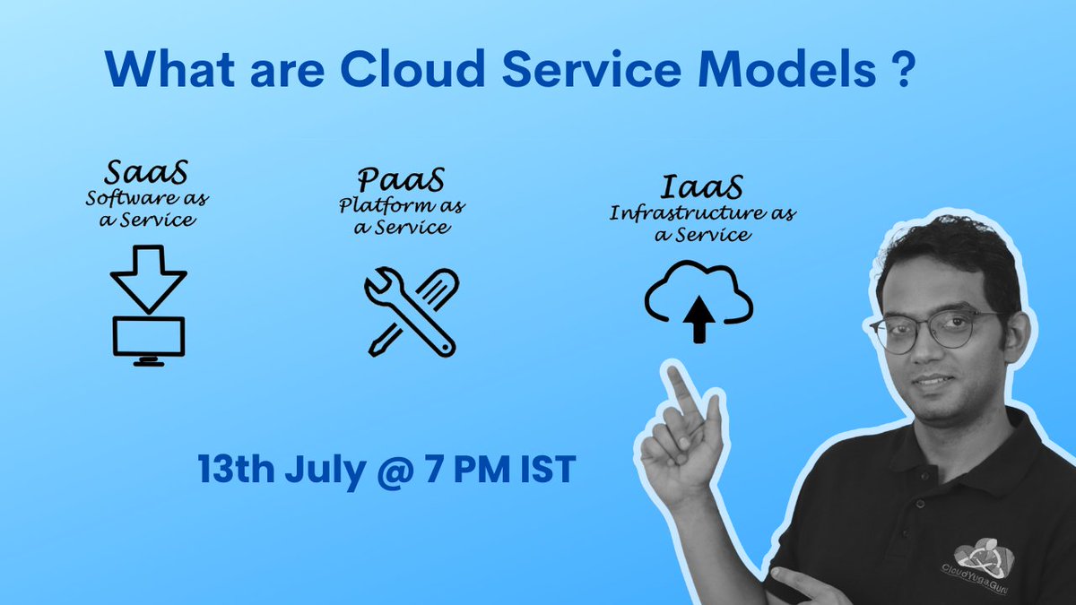 Join me for this 4th webinar of the 10 part webinar series to understand different building blocks of cloud.

In this we'll cover Cloud Service Models. #IaaS, #PaaS, #SaaS

More details about the series
cloudyuga.guru/blog/cloud-bui…

Register at youtube.com/watch?v=3Rg4jc…

<a href="/cloudyuga/">CloudYuga</a>