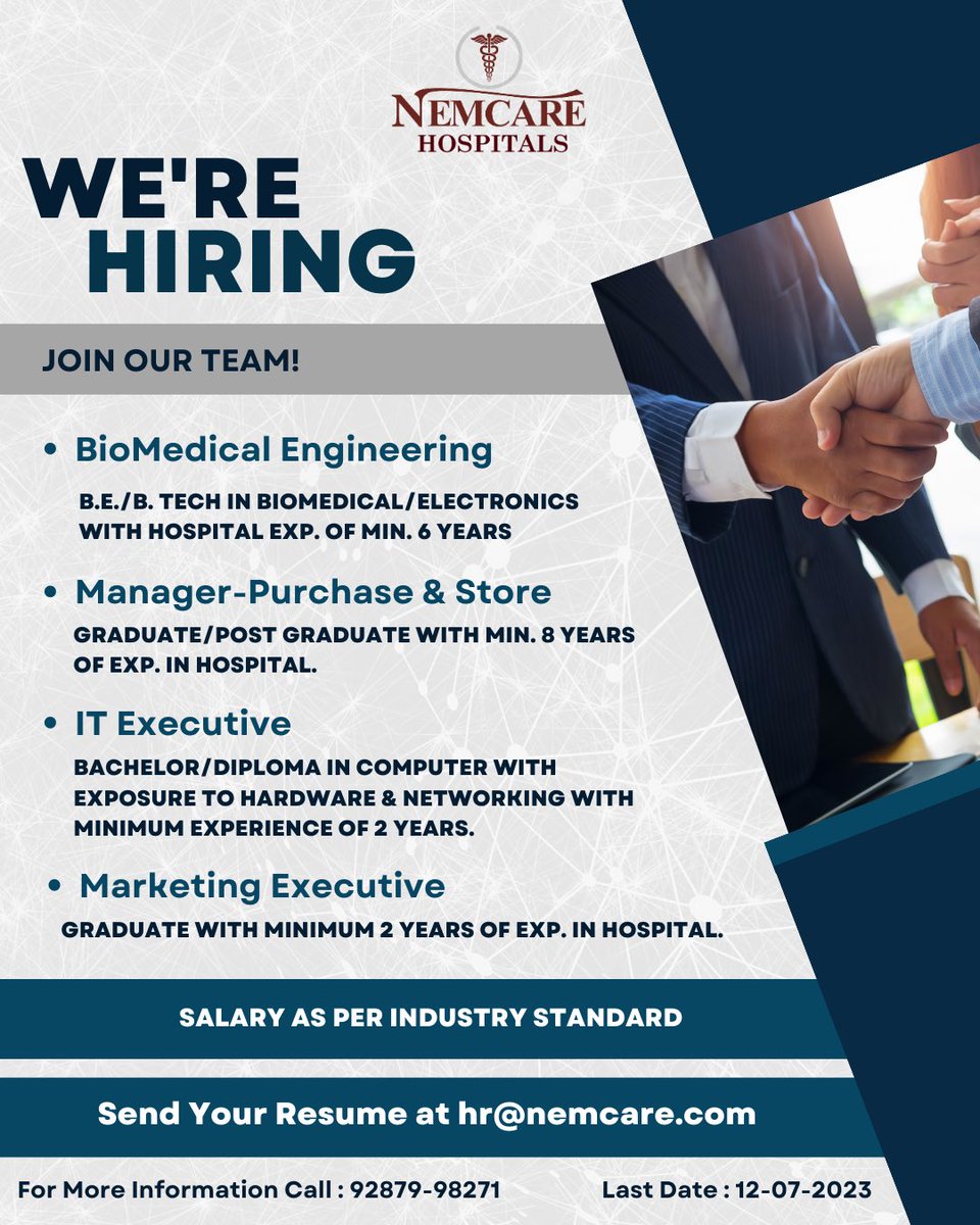 NemcareHospital's tweet photo. 🚨We're Hiring! Join Our Team Today.

We are currently seeking motivated individuals to join our team.

➡️Last Date To Apply - 12/07/23

#hiringnow #hiringalert #hiringjobs #nemcare #nemcarehospitals #Assam https://t.co/jiwGoH1diF
