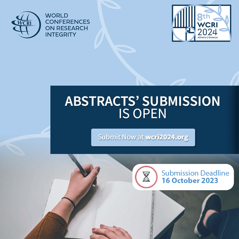 World Conf Research Integrity (@wcrifoundation) on Twitter photo #WCRI2024 Abstracts Submission is OPEN!
👉 Submit your Abstract Now | buff.ly/3Xxr7Vn
Submit your abstracts today and be part of the journey! #ResearchIntegrity #WCRI2024 Abstracts Submission is OPEN!
👉 Submit your Abstract Now | buff.ly/3Xxr7Vn
Submit your abstracts today and be part of the journey! #ResearchIntegrity