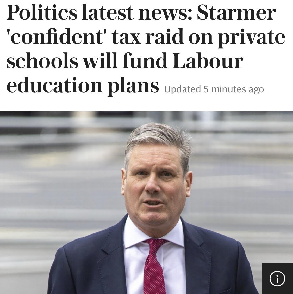 Starmer's confidence is misplaced. VAT for private schools would mean:
- Over 90,000 forced into state schools at cost of c£5k per pupil
- Reduction in jobs and savings from relieved pressure on state sector (total £4.4bn)
- Net COST for government of £416m by the fifth year