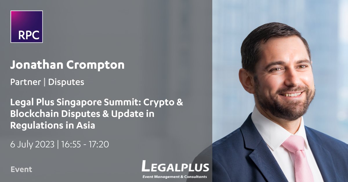 Partner Jonathan Crompton will be speaking at the Legal Plus Singapore Summit on Thursday 6 July.  📅

We are proud to be gold sponsors for this event. 🌟

For more information, please visit: bit.ly/44tD9S3.

#Singapore #LegalPlus #SingaporeSummit #Disputes #IP