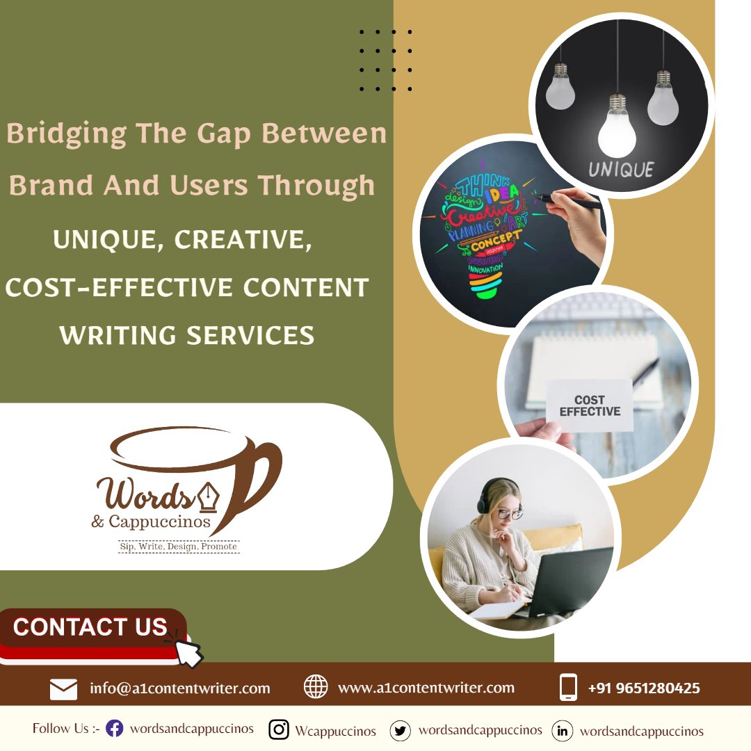 WCappuccinos's tweet image. Easily #accessible! #Contentwritingservice is all easy with a perfect #content #team. Need not to take the whole burden on your shoulders because our #bestcontentwriters are here to release that burden through their #creative, #unique and #costeffective #writing.