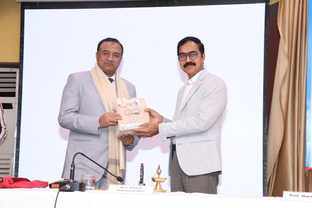 UniGoaIR's tweet photo. Rear Admiral Mohammad Musa, Hon VC of BSMR Maritime University, Dhaka visited @UniGoaIR to deliver a distinguished lecture on India-Bangladesh Maritime Cooperation. Chaired by Hon VC of @GoaUniversity Prof. HB Menon. @DrSJaishankar @MEAIndia @goacm @BDMOFA https://t.co/eDlDaCg6Wj