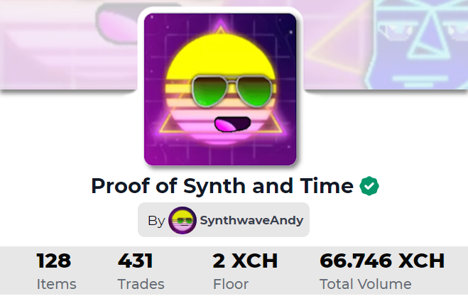 SynthAndy's tweet photo. Someone just bought a Proof of Synth and Time NFT #POSAT for 1 $XCH, Increasing the floor by 100%.
This was my first ever #Chia NFT collection. Only 9 listed on @dexie_space, but check out those stats! 💪
https://t.co/d5XvV9lBl2 https://t.co/es1h4AtqWS