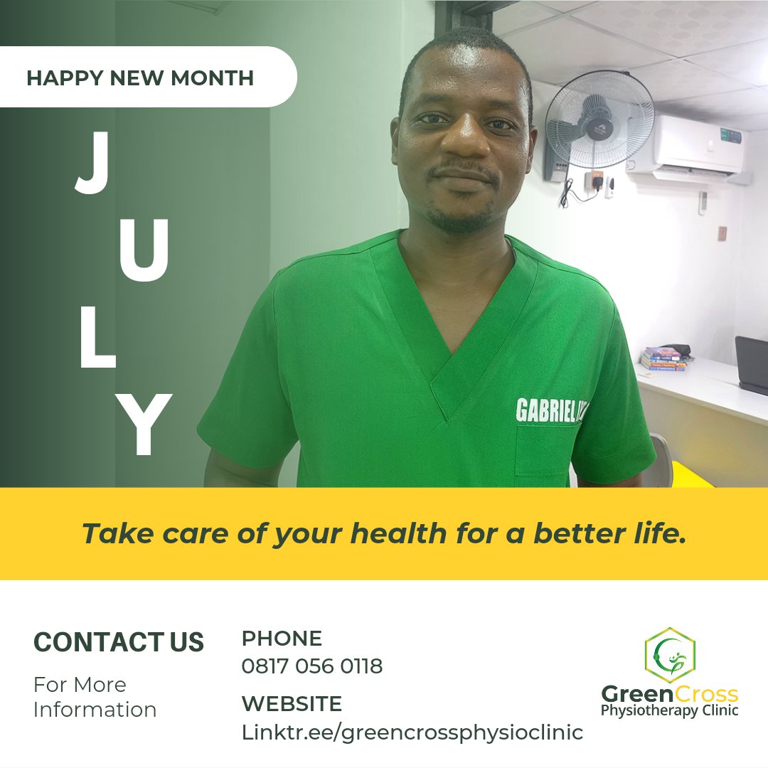 GreencrossC's tweet photo. 🎉 Here's to a month of joy and fulfillment. May you attract excellence in all that you do, matter among those who matter, and shine brilliantly throughout the month and beyond.

Stay Fit, Stay Healthy!
#july #clinic #healthyliving #exercise #mygbagada #physiotherapy #gbagada https://t.co/M4TBMdGNge