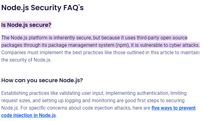 withluis1's tweet photo. What about if they ask you in an interview: is node.js secure?

I did focus on middleware as a step to improve security, however, they expected to hear that it is because node relies on third-party packages.

Won't forget this one!😁 https://t.co/1kH49R9Wxz