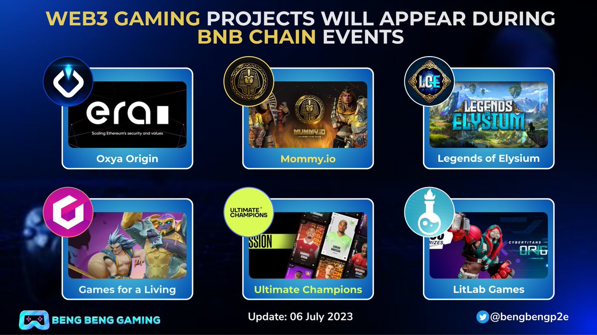 🔥EVENTS Web3Gaming Projects Will Appera During BNB Chain Events🔥

🎮 @BNBCHAIN will hold a Twitter Space session on the topic of #Web3Gaming

💥And below are the projects Web3 Gaming will participate in.

You should Follow them to find the best quality #Web3games projects👇