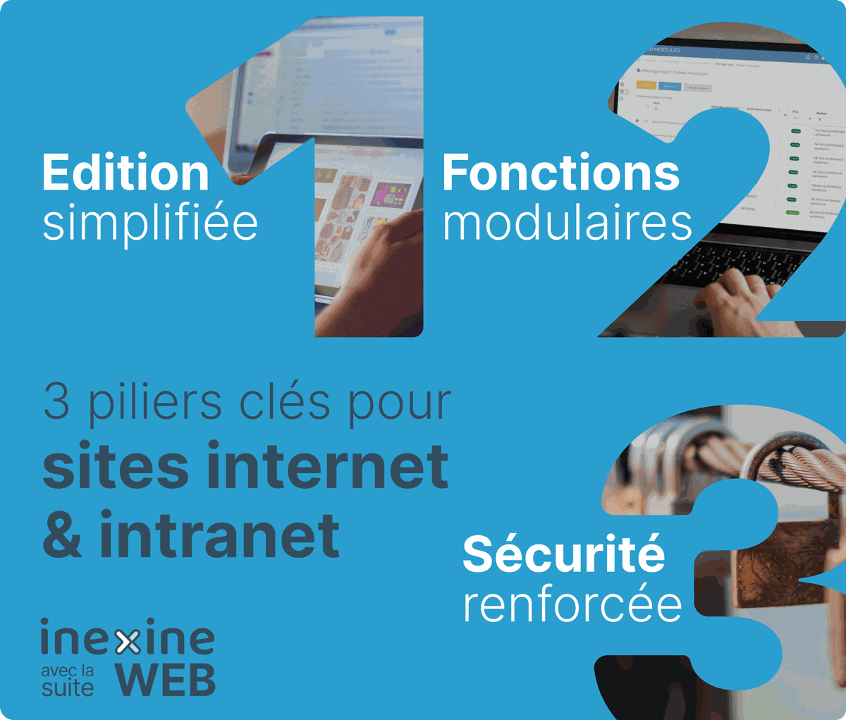 Renforcer les 3 piliers de votre #communication #web publique et interne !

Inexine a façonné la suite WEB pour cela 👍

WEB est une suite simple, éthique, sécurisée, #souveraine et modulaire, pour les #collterr et institutionnels.
inexine.odoo.com/r/4gq