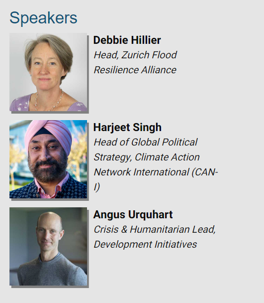 Today join PHAP & @ICVAnetwork & hear from Debbie Hillier of @floodalliance; Harjeet Singh of @CANIntl; & Angus Urquhart of @devinitorg as we discuss how climate loss & damage financing works in relation to humanitarian response. Register at: phap.org/6jul2023