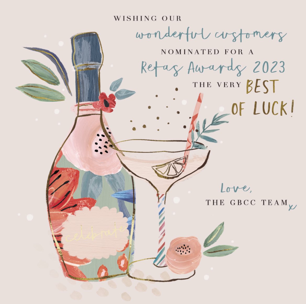 Here’s to our retailers!

Wishing all retailers a brilliant afternoon at The Retas Awards 2023 today, the very best of luck from everyone at <a href="/GreatBritCards/">GreatBritishCards</a> 

#retas2023 #retailawards #greetingcardindustry #celebratingretailers #goodluck <a href="/PGLiveLondon/">Progressive Greetings Live</a> <a href="/Prog_Greetings/">PGBuzz.net / Progressive Greetings</a>