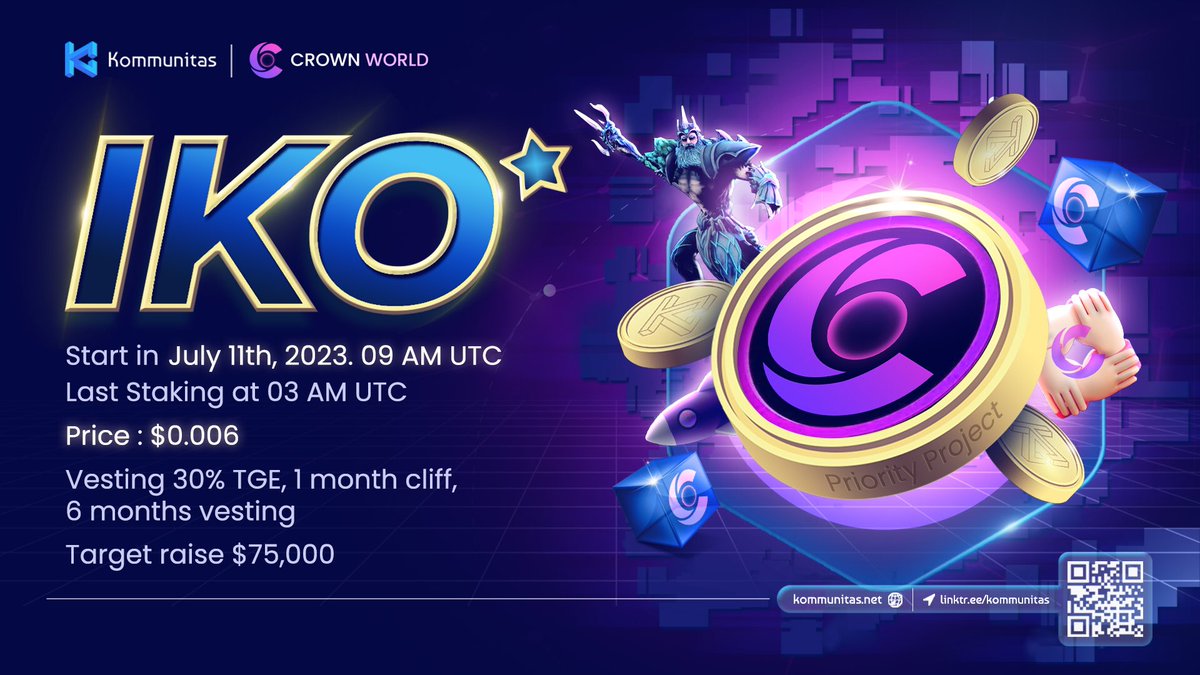kommunitasnet's tweet photo. 🥳 Kommunitas is proud to hold our Priority #IKO with @crownworld_io !

👑 The CrownWorld Ecosystem is a practical response to real-world needs in the #Web3 space. Read more: https://t.co/LaaV4hiXzt

➡️ Vote now: https://t.co/9YQPzkC3ja https://t.co/rYlNsqKn4M