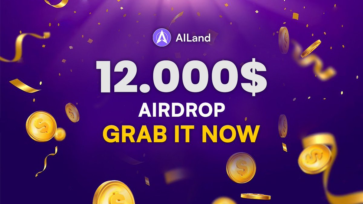 🔥🔥Introducing AILand 1st Airdrop Event
💵Reward: $14 in token - For 500 Random Lucky people

🔗Airdrop Link: (t.me/AILandAirdropB…) 

- Complete all tasks of the airdrop
- Top 20 referrals will get extra $AILand tokens

#AirdropCrypto #Airdrop #Crypto  #cryptocurrency
