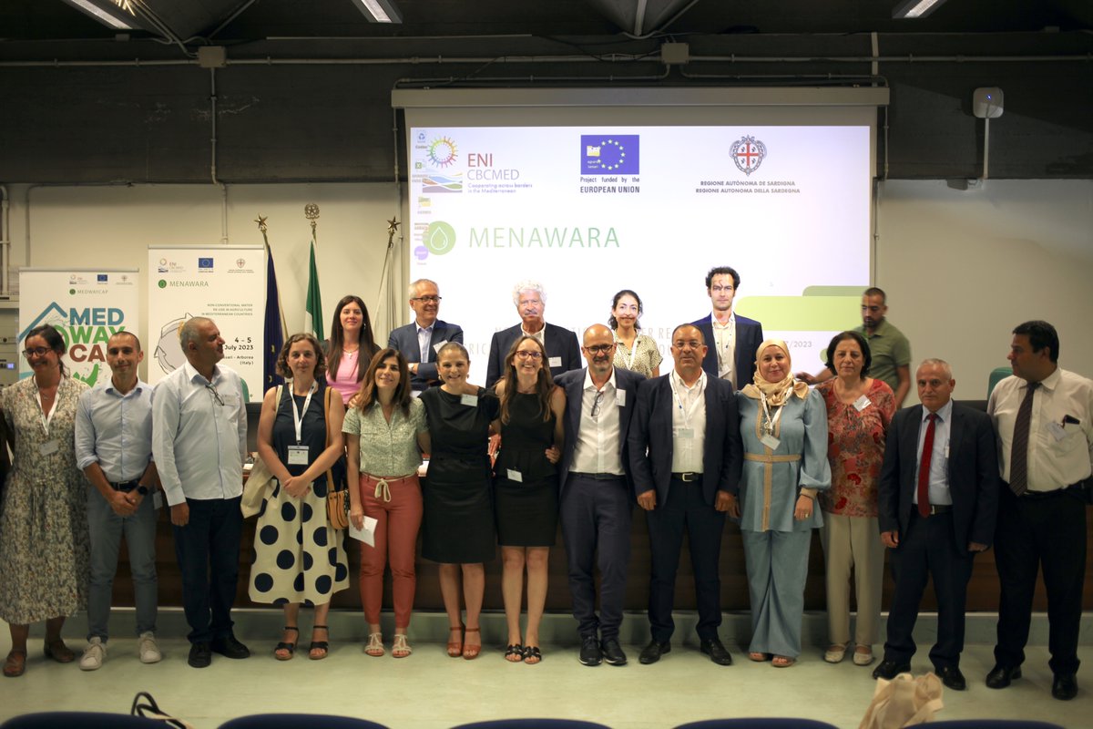 MenawaraENI's tweet photo. 🎊🎊🎊#MENAWARA final event in Italy @NRDUNISS was a success✨✨✨thanks to valuable contributions of #Mediterranean partners and the active participation of University professors, researchers and representatives of European institutions💧🫂🌈♻️🌱🫒🌈#GOMED #ENICBCMED #MEDWAYCAP https://t.co/WVDdHcHhPk