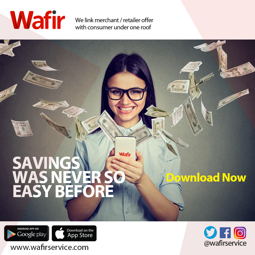 Savings was never so easy before.

Download Now,
#wafirservice #discountapp #offers #exclusiveoffers #wafir #shopaholic #latestdiscounts #latestoffers #digitalbillboard #digital #billboard #kuwait #arabic #gulf #downloadnow #exclusive #advertise #freeadvertisement #freebillboard