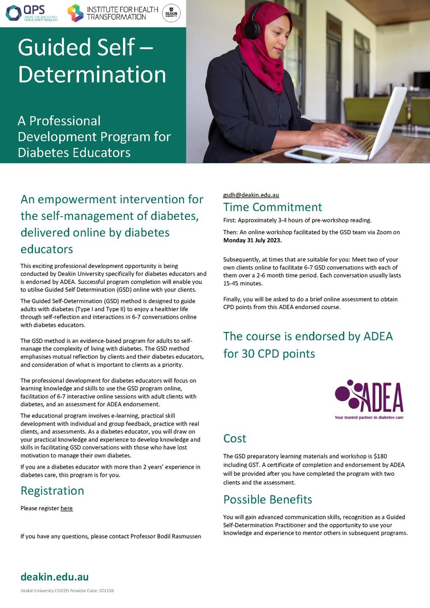 It is not too late for diabetes educators to attend the workshop that provides communication skills to empower people with diabetes and themselves! Monday 31 August and you can register here: eventbrite.com.au/e/guided-self-…