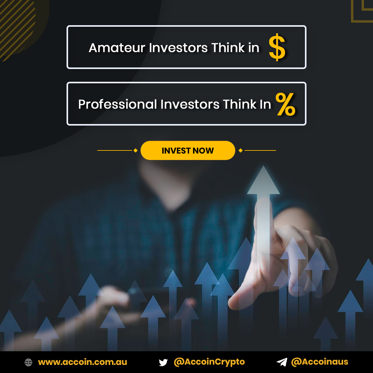 AccoinCrypto's tweet photo. 📊Amateur Investors Think in Dollars, Pro #Investors Think in Percentages!📈
So, shift your perspective from #dollars to percentages & adopt the #mindset of a #proInvestor.
#Invest Now⤵️
https://t.co/W6vDuMbGuL
#Coinsbit #crypto #binance #Cryptocurrency #buyCrypto #Investor https://t.co/EFneFDA5bM