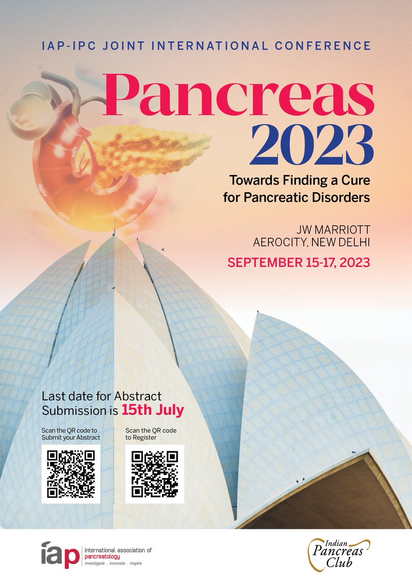 PANCREAS 2023 welcomes you to JW, Marriott, Aerocity New Delhi, Sept 15-17th 2023 to witness International experts deliberate on issues towards finding a cure for pancreatic disorders.Abstract submission:till 15th July and 40 young investigator awards (800$ each) up for grab
