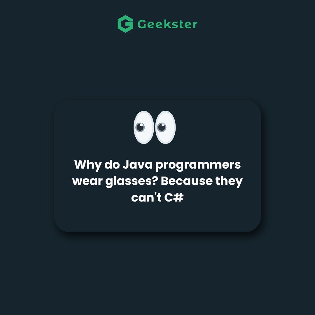 geekster_in's tweet image. Coding Clear Sight 👀😹
.
.
#geekster #learning #javaprogrammers #coders #fullframe #web #developer #fulltime #websitedesigner #fullstackwebdevelopment #learning #development #coderslife #geeksterlearning #pun
