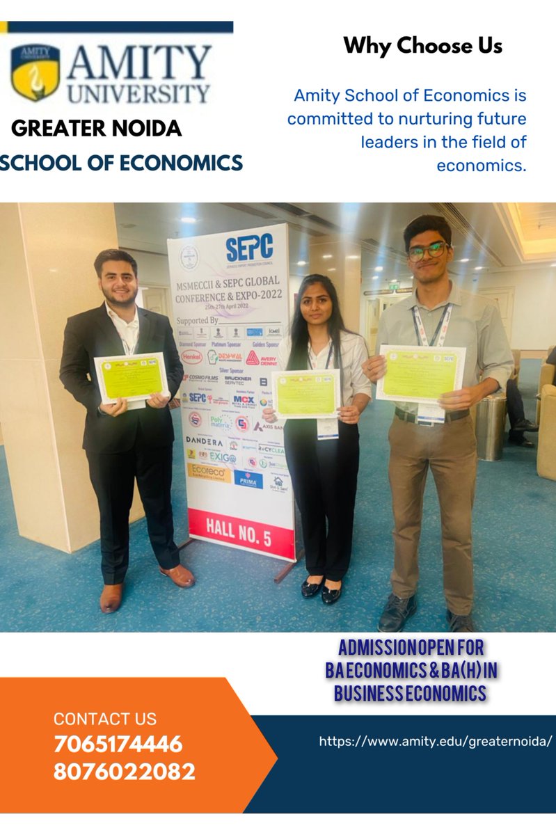 gnamity's tweet image. we invite you to explore the exceptional educational opportunities and vibrant campus life at one of India&apos;s premier institutions for economics studies.

Apply now to shape your career in Economics with &quot;AMITY UNIVERSITY GREATER NOIDA&quot;

#AmitySchoolofEconomics #BAEconomics