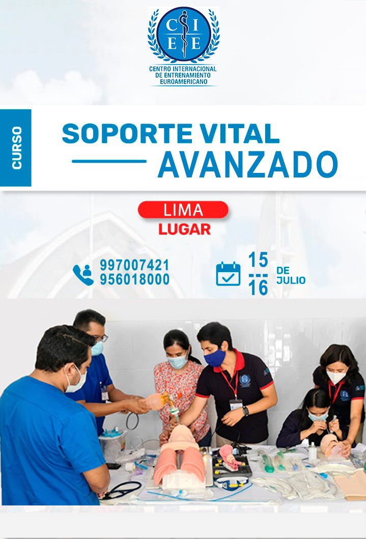 Aprende con nosotros Soporte Vital Avanzado, te ayudará a responder adecuadamente ante un paciente crítico, y cómo responder ante una parada cardiaca, actuar como EQUIPO de RESUCITACIÓN y lograr espacios cardioprotegidos 💪🏻