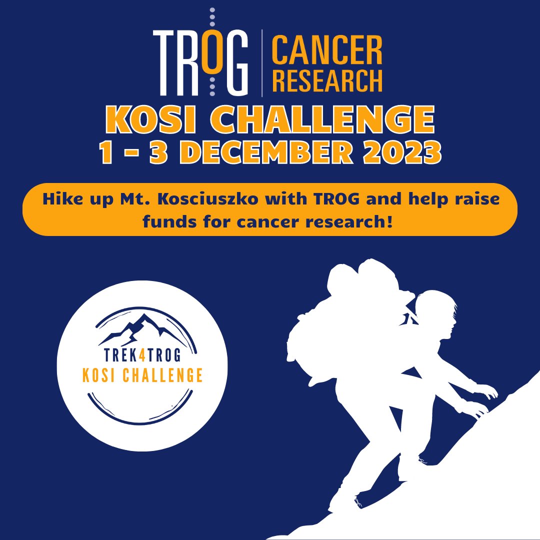 TROGfightcancer's tweet image. 📣 Help TROG fund vital research into radiation medicine &amp;amp; fight #cancer on the Trek4TROG Kosi Challenge.

This is an opportunity to climb the highest point in Australia while helping to fundraise for #CancerResearch.

Curious? Learn more here: trog.com.au/support-us/tre…