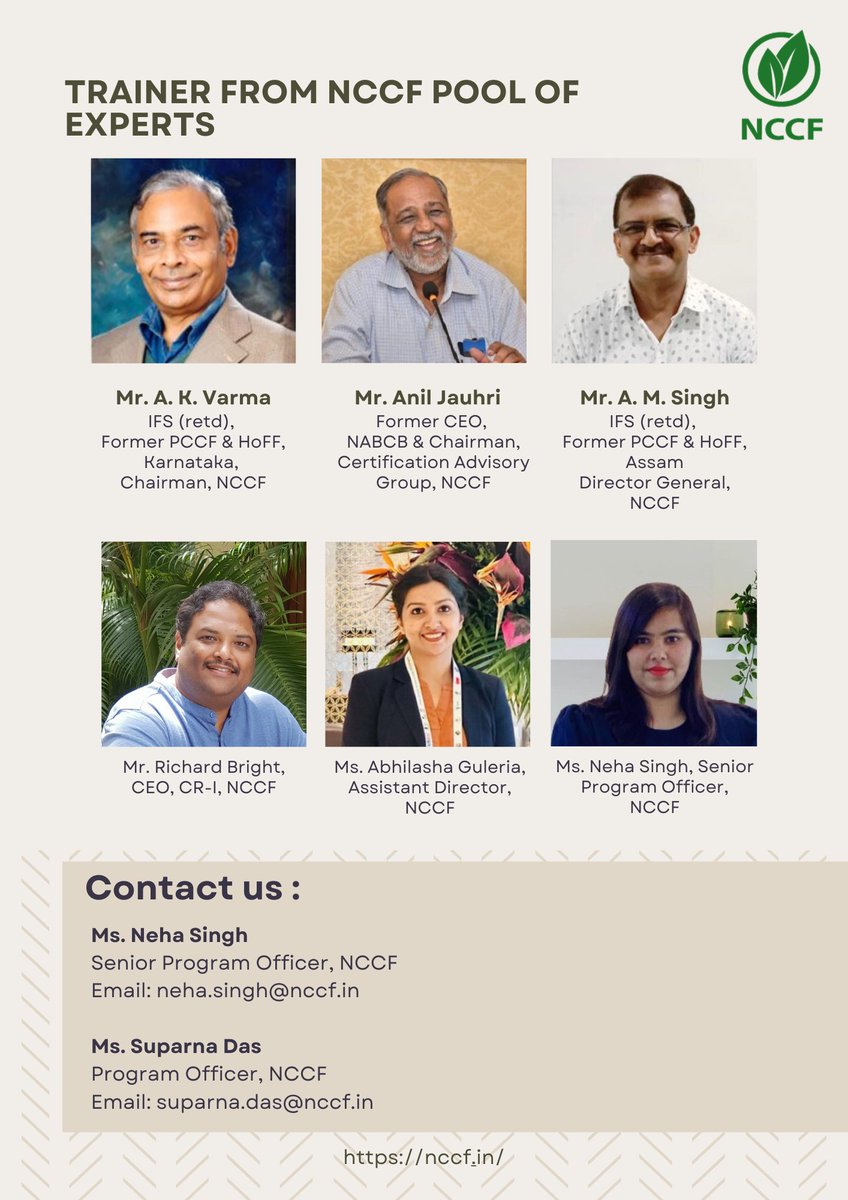 NCCF is organizing an Ecotourism Standard and Certification Training for all auditors, lead auditors, forestry professionals, and consultants on 17th July 2023. For more information visit: nccf.in/nccf-ecotouris…
