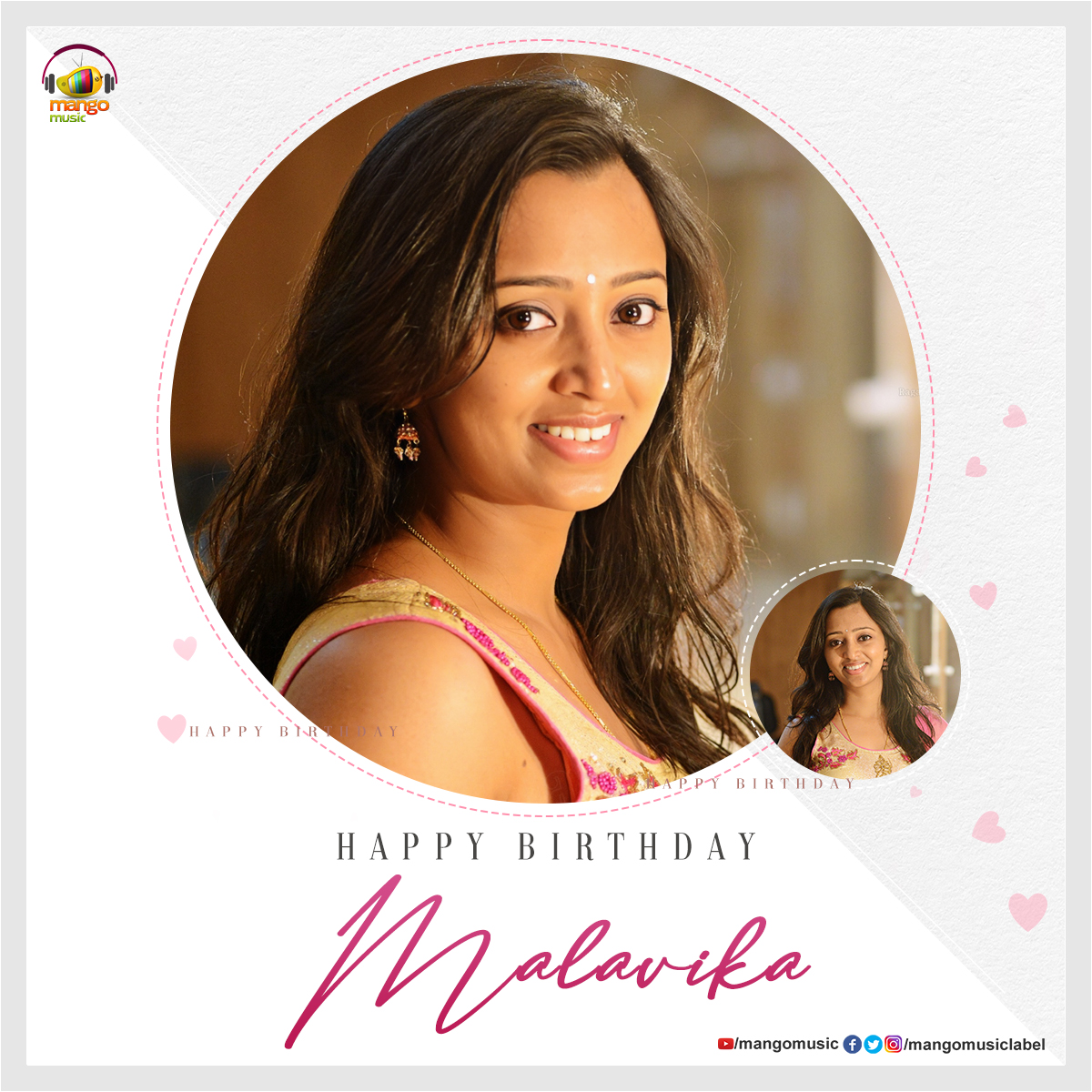 MangoMusicLabel's tweet photo. Here's wishing an amazing singer #Malavika a very Happy Birthday!! 🎊🎊
We wish you a mesmerising musical 🎶 year ahead 💖🎂😍

#HBDMalavika #HappyBirthdayMalavika #MangoMusicLabel https://t.co/3NmjC7KksR