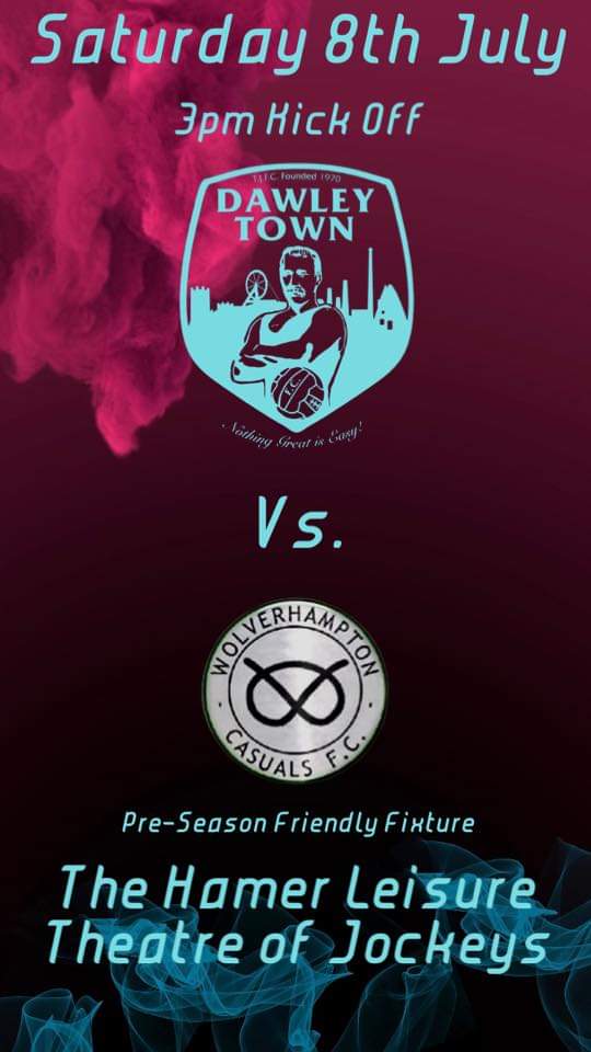 We continue our pre-season preparations with another home fixture this Saturday against Wolverhampton Casuals FC. After a great turn out last week, we look forward to a decent crowd again. Come along and support the jockeys. #upthejockeys