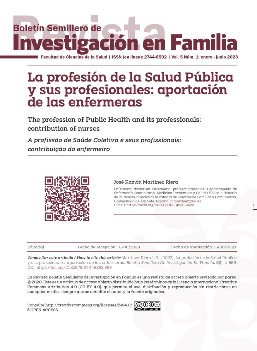 José Ramón Martínez (@naricotome) on Twitter photo <a href="/sespas/">SESPAS</a> <a href="/AECTUIT/">AEC +S</a> <a href="/Grupo40I/">Grupo40+IniciativaEnfermera</a> Con motivo de publicar SESPAS, el libro “La profesión de la Salud Pública y sus profesionales” publico en Semillero de Investigación en Familia” “La profesión de Salud Pública y sus profesionales: aportación de las enfermeras”
revistas.unillanos.edu.co/index.php/bsif… <a href="/sespas/">SESPAS</a> <a href="/AECTUIT/">AEC +S</a> <a href="/Grupo40I/">Grupo40+IniciativaEnfermera</a> Con motivo de publicar SESPAS, el libro “La profesión de la Salud Pública y sus profesionales” publico en Semillero de Investigación en Familia” “La profesión de Salud Pública y sus profesionales: aportación de las enfermeras”
revistas.unillanos.edu.co/index.php/bsif…