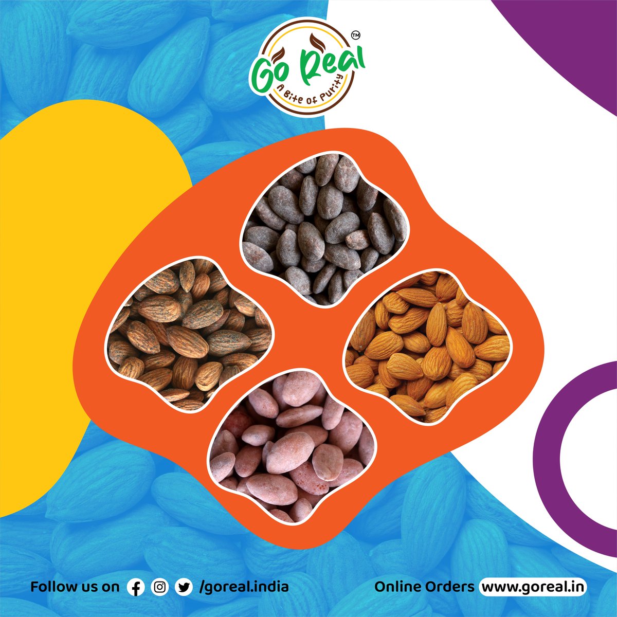Immerse yourself in the irresistible satisfaction and exquisite flavors of our diverse almond selection🌰✨
.
.
#nutty #delights #satisfying #exquisite #almond #nutsfornuts #cravings #tastesensation  #goreal #biteofpurity