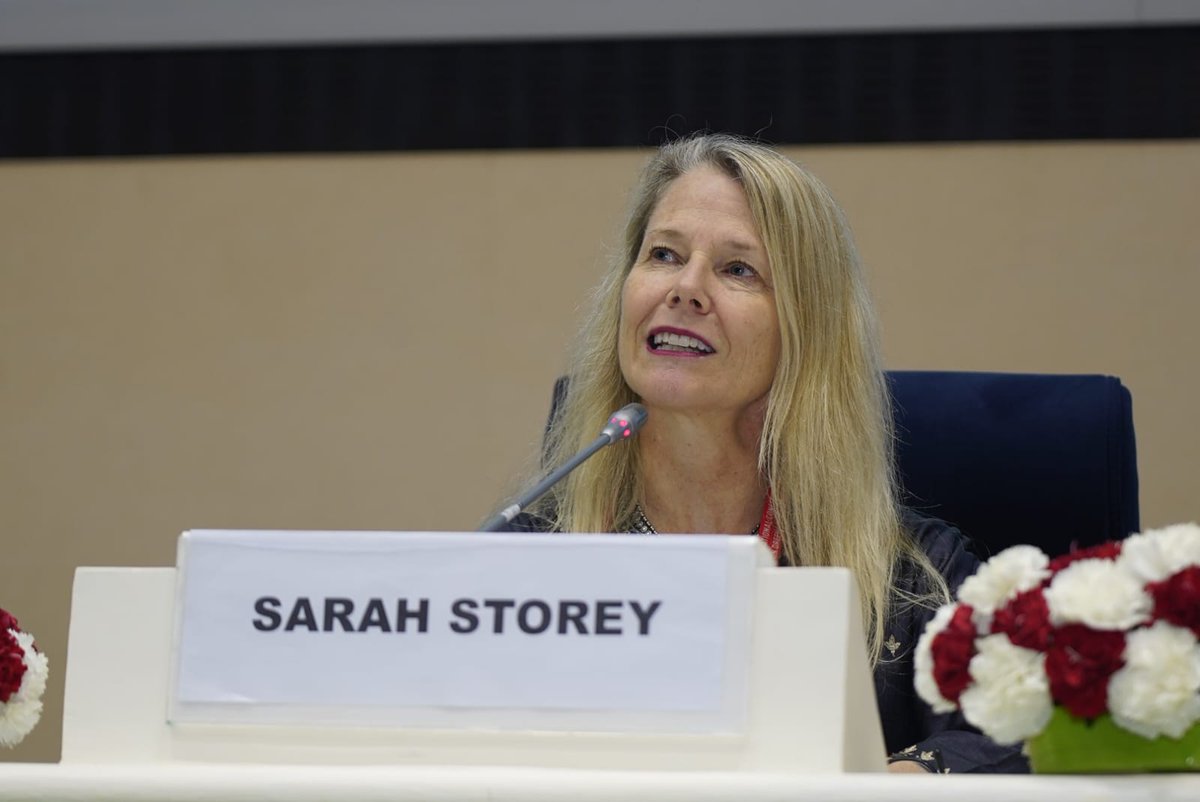 mnreindia's tweet image. At the Plenary session on the &quot;Australian Perspective&quot; during the #ICGH2023 Ms. Sarah Storey, Chargé d’affaires, Australian High Commission, shared that the Australian government actively seeks international partnerships, including India, to foster a greener future.