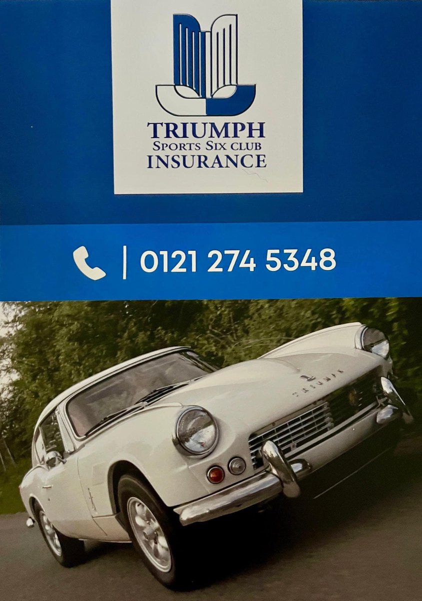 TriumphSSixClub's tweet photo. Is it time for your Insurance renewal??
Give Peter James a call & tell them we sent you ….😊
There are some great deals to be had, loads of very attractive features all exclusive to our membership..
#TSSC #Triumph #restorationshow #peterjamesinsurance https://t.co/7HkwP4eM7w