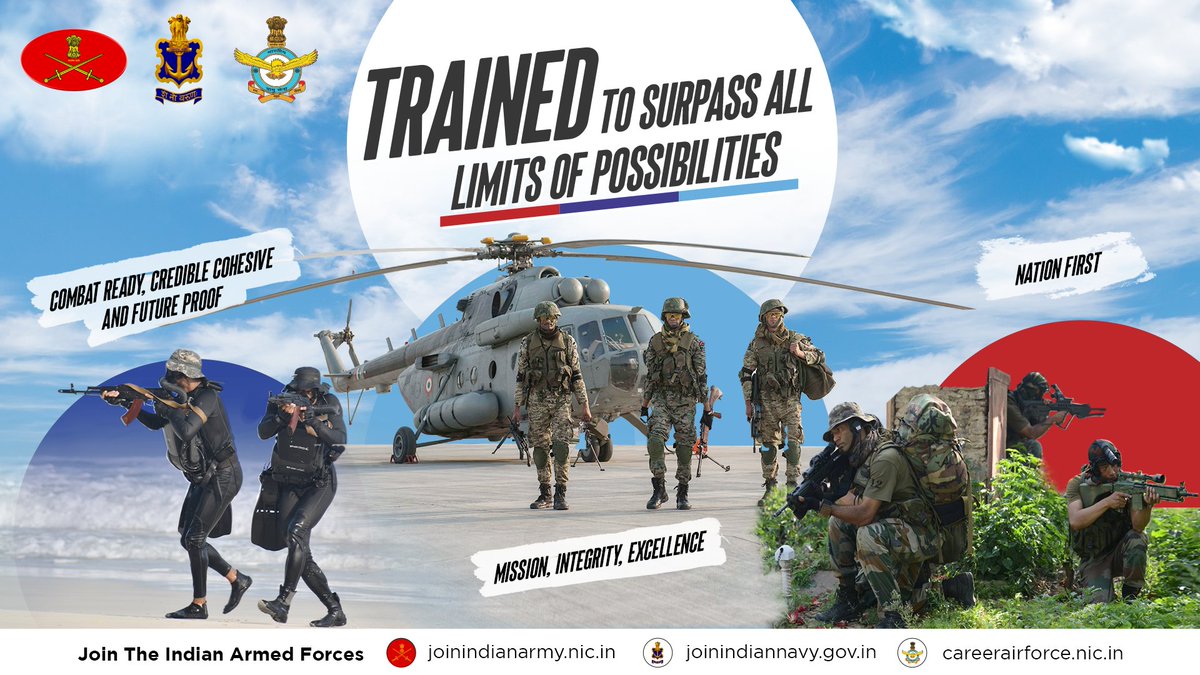 CareerinIAF's tweet photo. Join The Indian Armed Forces.

Visit: https://t.co/CZ8qNcKwpz / https://t.co/3oEi2cQKFV / https://t.co/r5sMzrXtCs

#IndianArmy #IndianNavy #IndianAirForce #Army #Navy #IAF #ArmedForces https://t.co/wS6YMTZG2r