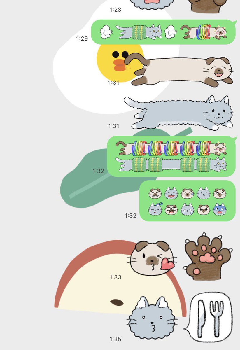 mochituke's tweet photo. 繋げて遊べるLINE絵文字の第二弾ができました〜😺

にょろねこ絵文字2(ミミとふわふわ) - LINE絵文字 | LINE STORE https://t.co/CITfwjZivi

👇スマホアプリ直リンクはコチラから！
https://t.co/J5LFZSaujR https://t.co/Y8RYW3cWxX