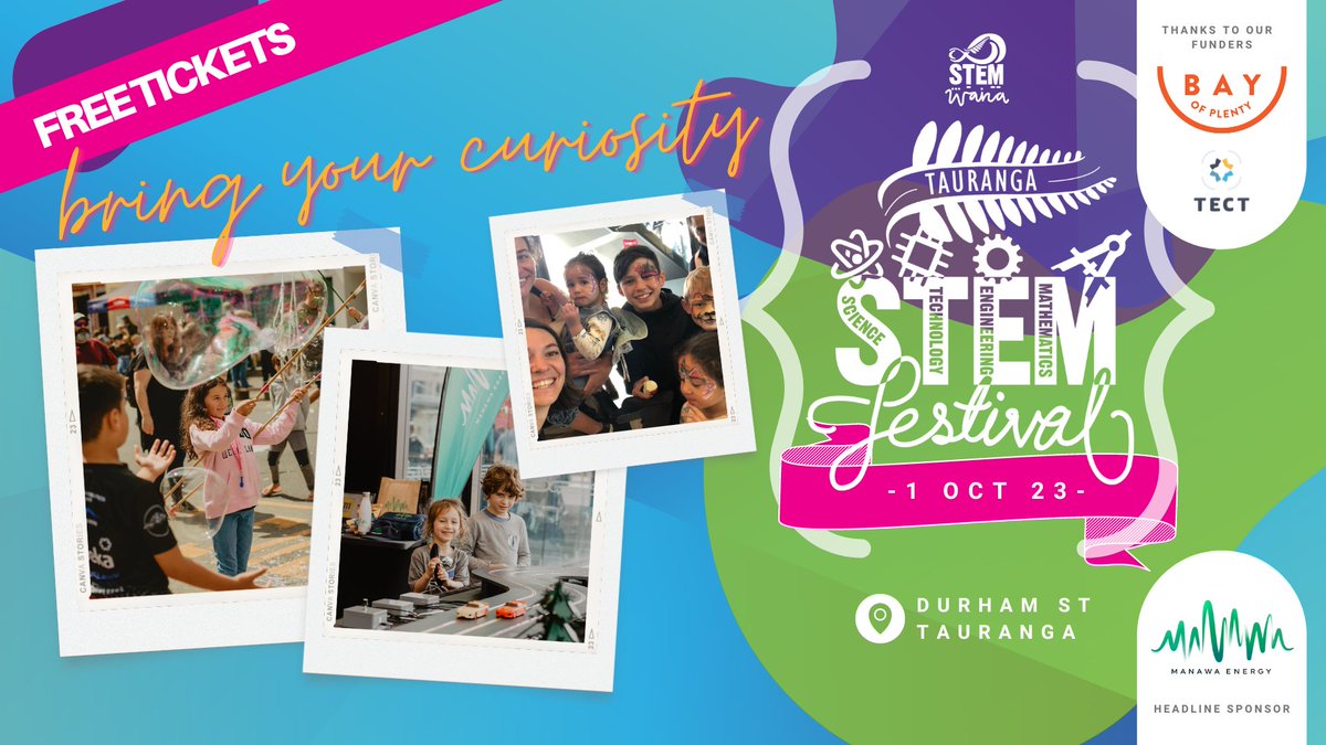 NZIoTAlliance's tweet photo. Who Will Shape the Future of Tech? On October 1st this year, Tauranga will once again play host to the biggest FREE street festival in New Zealand, celebrating all things Science, Technology, Engineering and Maths. Find out more: https://t.co/oOYTph3JWo @STEMFestNZ https://t.co/3dsWmyMTZc