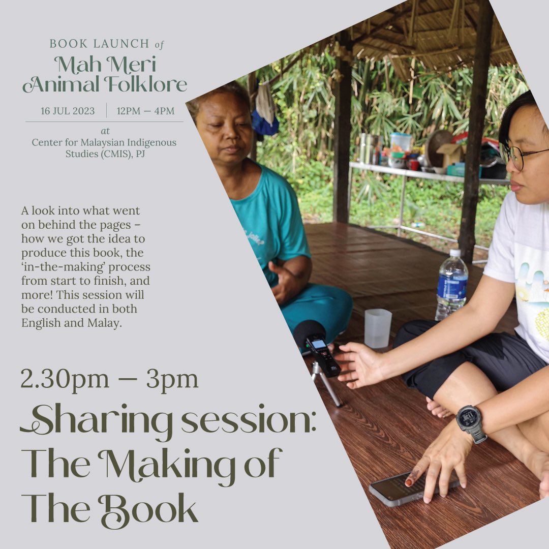 macarangatweets's tweet photo. New book on mahmeri folklore written by Julida Uju, a weaver and dancer from Pulau Carey. Pop-ups, story telling, meet them author - 16 Jul 12-4pm Center for Malaysian Indigenous Studies, Universiti Malaya. #indigenous #traditionalknowledge #MahMeri #booklaunch https://t.co/0Q6AjeaTnW