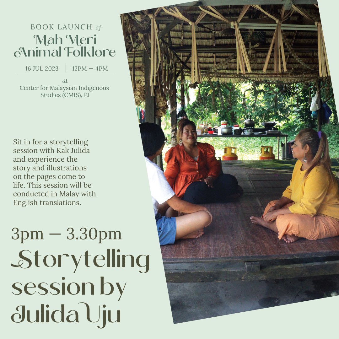 macarangatweets's tweet photo. New book on mahmeri folklore written by Julida Uju, a weaver and dancer from Pulau Carey. Pop-ups, story telling, meet them author - 16 Jul 12-4pm Center for Malaysian Indigenous Studies, Universiti Malaya. #indigenous #traditionalknowledge #MahMeri #booklaunch https://t.co/0Q6AjeaTnW