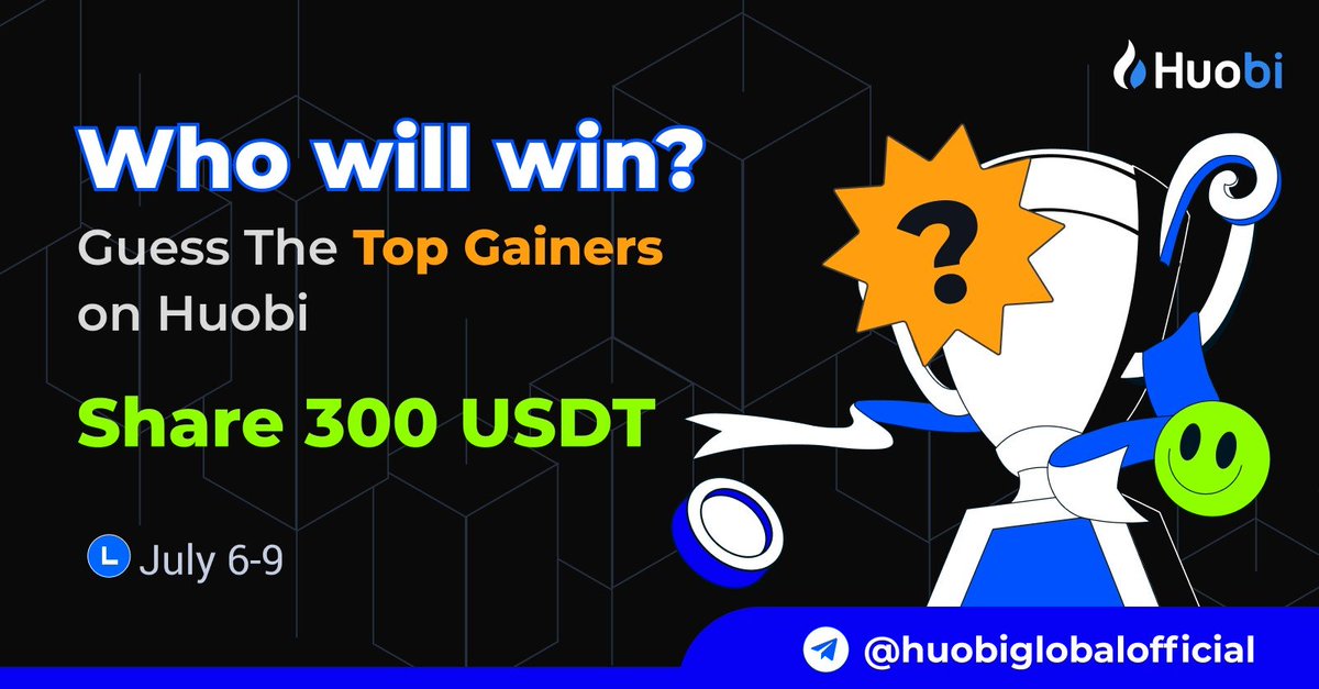 🔥Guess the Top Gainers on #Huobi Win $300 ✅ Invite friends to join t.me/huobiglobaloff… 🔊 Forward the event to one #blockchain /#crypto TG group 🔁 Follow @Huobicommunity + RT+ Like ❓ Guess the 24hr top gainer on #Huobi Learn more: forms.gle/nMP6No4Kjbz4kM…