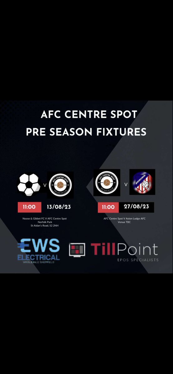 Afccentrespot's tweet photo. Pre Season Fixtures - 

@RichmondArgyle 
@SPRangers2019 
@LocaFC1 
@FcCotts 
@Astonlodgeafc 

Up de spot. https://t.co/gp5GLPFBl3