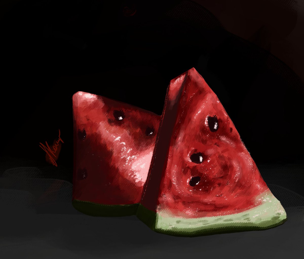 vkvikki_nft's tweet photo. Yesterday was a nice day full of cookies! 🥨
I also drew a watermelon for an art contest from #pixelent 
Have a nice day🌼 today is my first working day at the factory😁

#process #waterlemon #ArtistOnTwitter #GoodMorningTwitterWorld #NFTCommunity #facrory #red #artwork https://t.co/MY8wFptPel